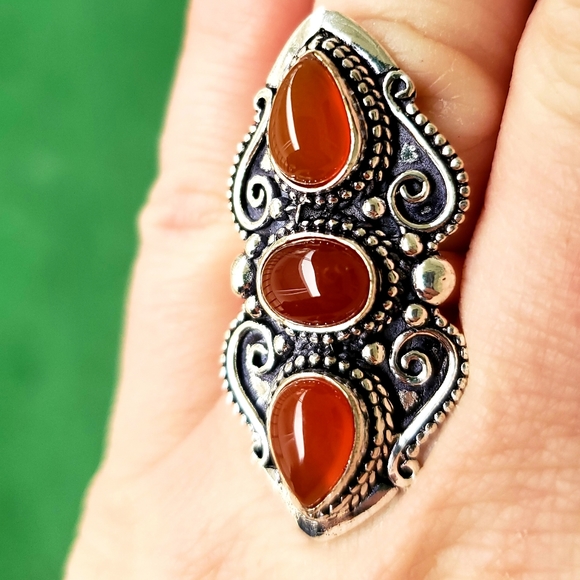 ***Sale***New Carnelian 925 Silver Statement Ring. - Picture 6 of 9